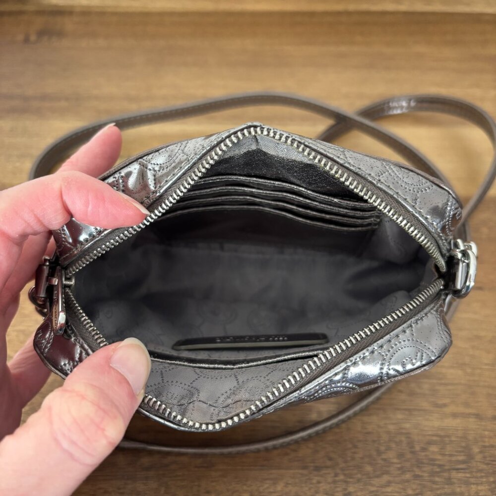 Michael Kors Jet Set Small Metallic Silver Logo Crossbody - Picture 8 of 10